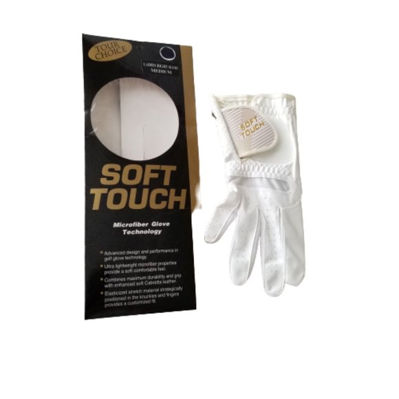 Tour Choice Microfiber Golf Glove Leather Soft Touch Right Hand White Medium New - Picture 2 of 11